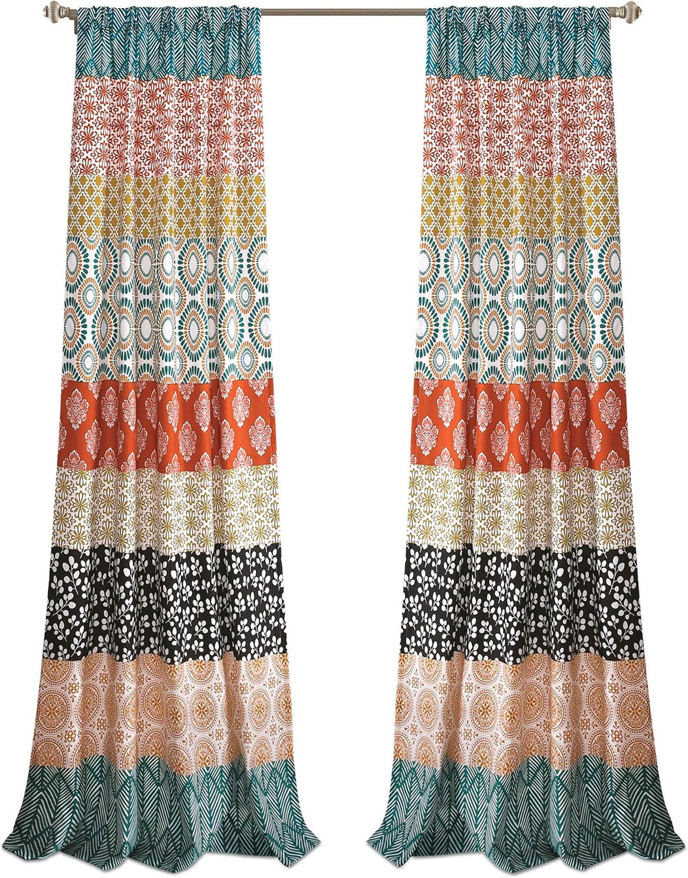Lush Decor Bohemian Stripe Window Curtain Panels, Pair 52" W x 84" ...