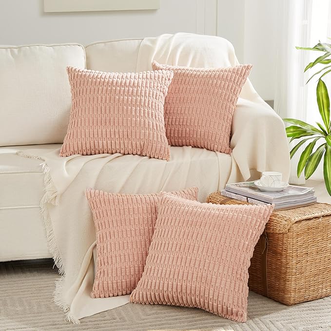 Fancy Homi 4 Packs Boho Pink Decorative Throw Pillow Covers 20x20 Inch - Image 6