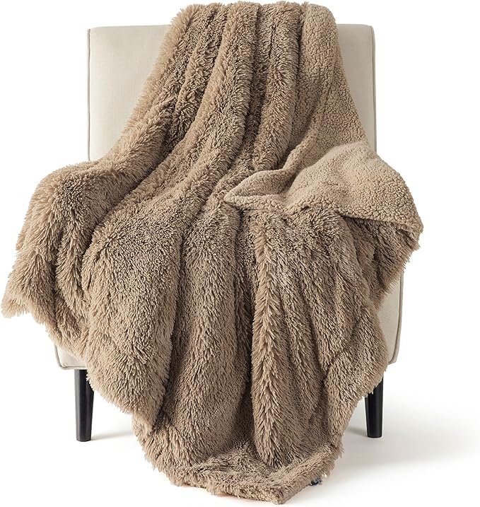 Bedsure GentleSoft Fluffy Light Chocolate Brown Throw Blanket, Soft Fuzzy by BEDSURE