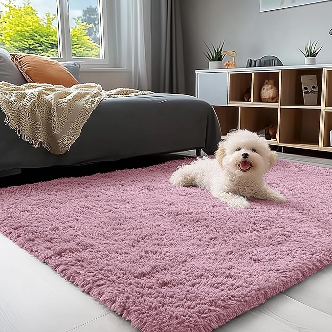OLANLY 3x5 Machine Washable Small Bedside Rug, Soft Fluffy Shaggy Rugs by OLANLY