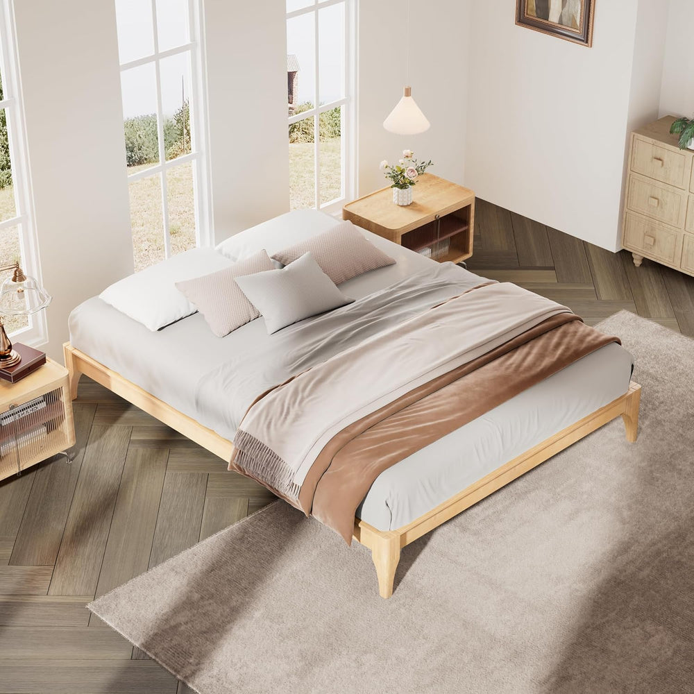 Merax Full Size Bamboo Japanese Joinery Bed Frame, Tools Free, Natural