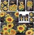 Fourluoo 10 Pcs Vintage Sunflower Kitchen Dish Towels Rugs Oven Mitts and Pot by Fourluoo