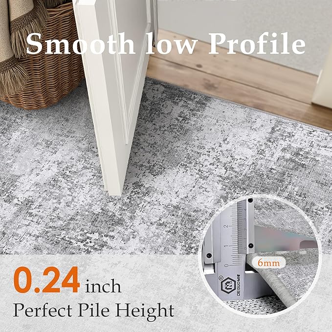 PureCozy 6x9 Grey Area Rug Washable Modern Abstract Living Room Carpet Non Slip - Image 5