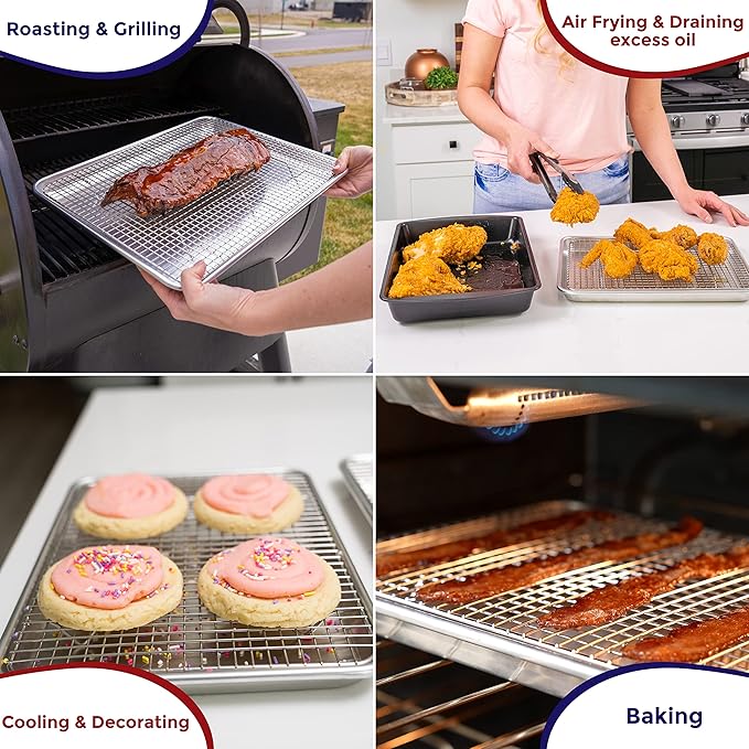 KITCHENATICS Aluminum Jelly Roll Pan 15x10 and Stainless Steel Rack Set - Image 5