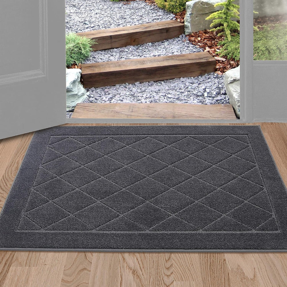 BEQHAUSE Dirt Trapper Door Mat 24" x 36", Doormat Non-Slip, Dark Grey