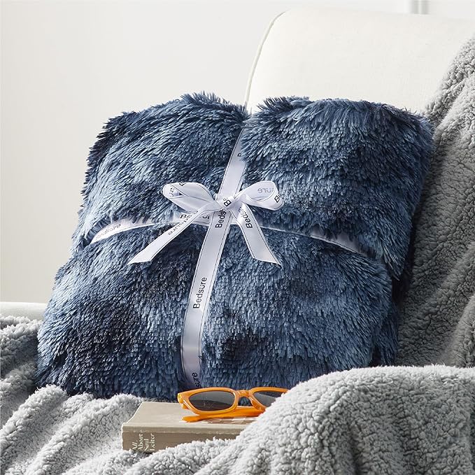 Bedsure GentleSoft Fluffy Navy Blue Throw Blanket, Tie Dye Blue Decor Navy Gifts - Image 6