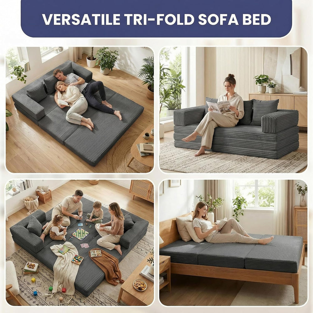 Convertible Sofa Bed Couch, 78’’ Oversized 4-in-1 Boneless Couches with Remov...