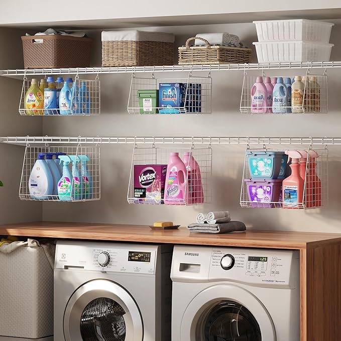 Sonyabecca 5-Tier Hanging Laundry Basket Organizer: Foldable Wire Shelf Basket - Image 6