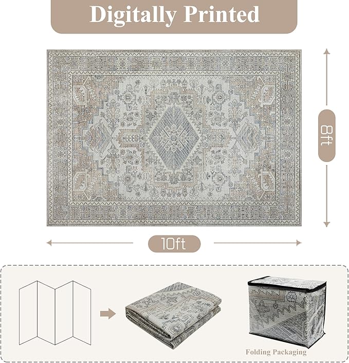 Machine Washable Rugs 8x10 Area Rugs - Image 2
