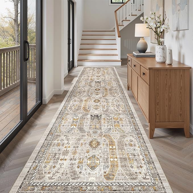 Madane Hallway Rug 3x10, Kitchen Rugs Washable Entryway Rug Vintage Kitchen - Image 3