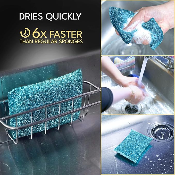 Dish Sponges for Kitchen Non-Scratch Scrub Sponges for Dishes, Stainless Steel - Image 6