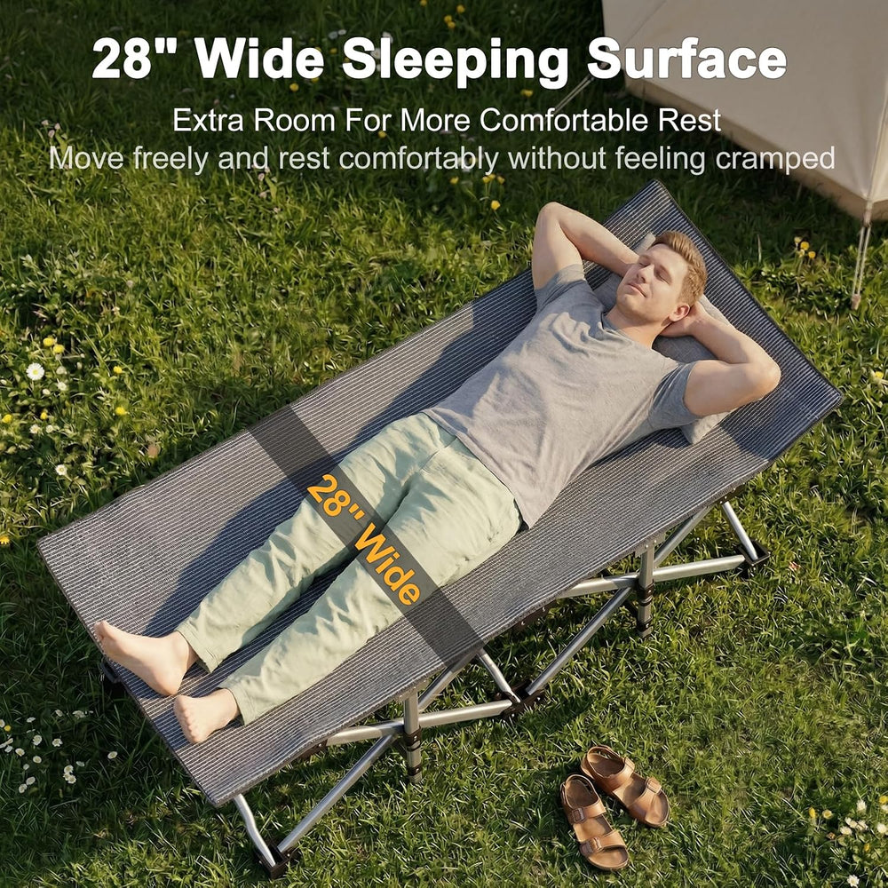 ABORON Camping Cot for Adults, 28 in Wide Folding Bed with Mattress