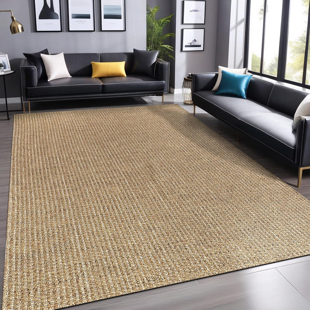 Luul Home Easy Jute Rugs 5x7 Natural Color Living Room Indoor Outdoor Area Ru...