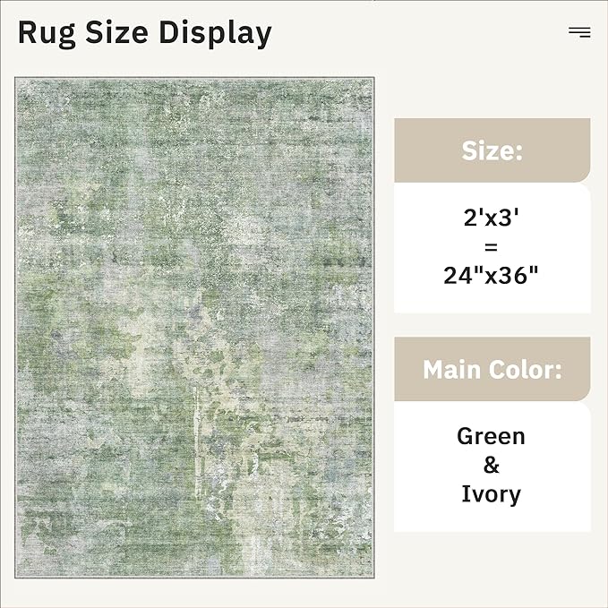 2x3 Abstract Washable Rugs for Kitchen, Powder Room Small Area Rug Non-Slip - Image 5