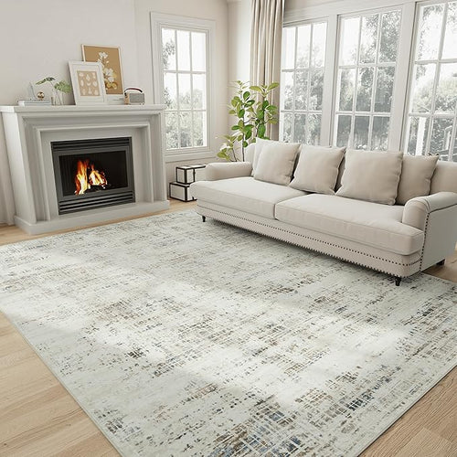 6x9 Area Rugs for Living Room Washable Rug: Anti-Skid Abstract Modern Living by Crority