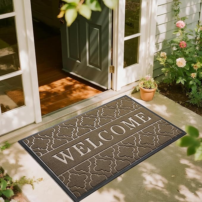 Yimobra Welcome Mat Outdoor Indoor, All-Season Waterproof Front Door Mat by Yimobra