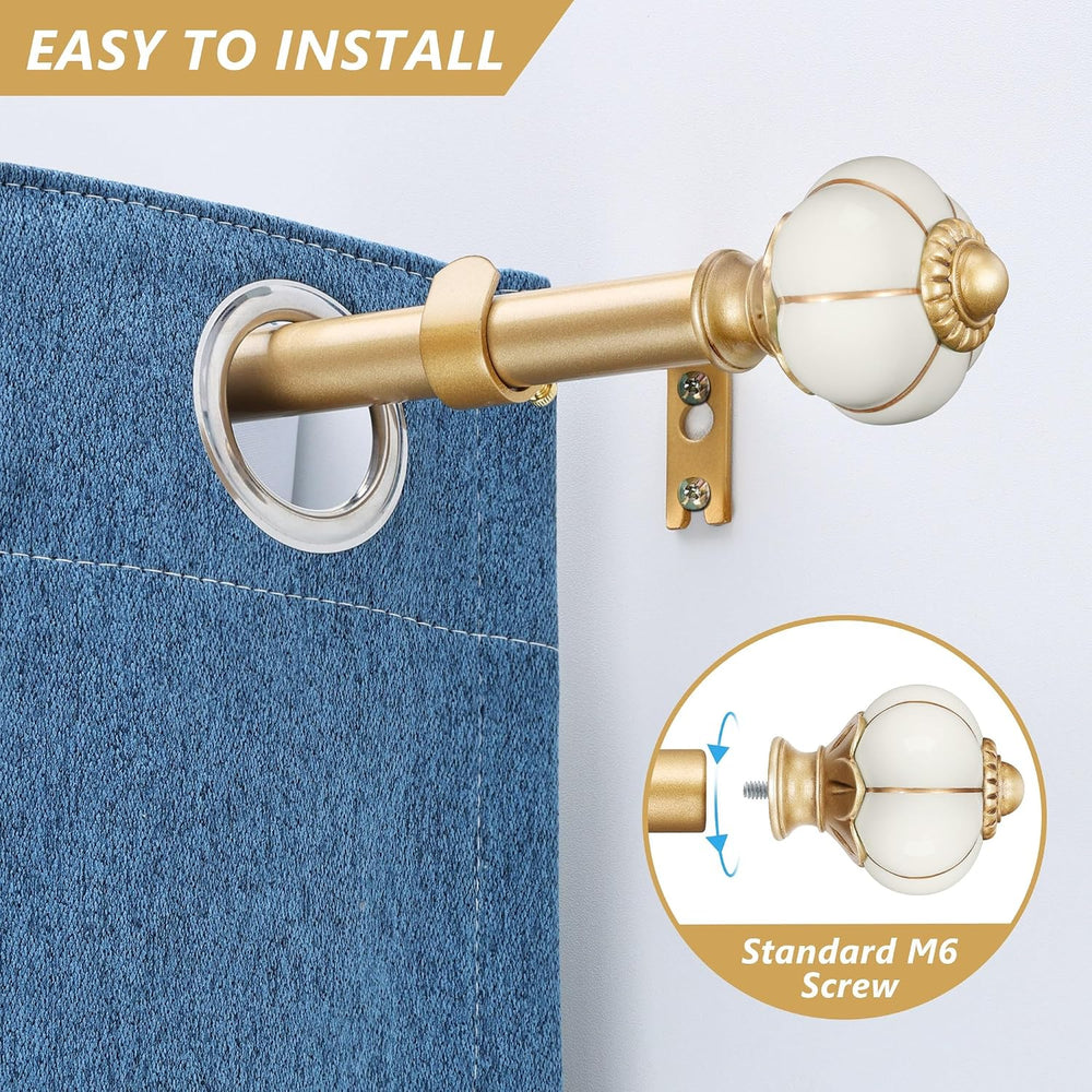 Ceramic Curtain Rods for Windows 48 to 84 Inch 1 Inch Adjustable
