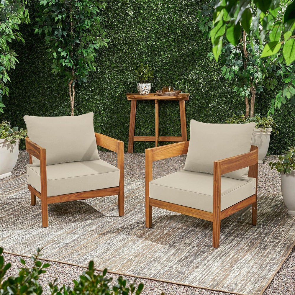 Favoyard Outdoor Patio Seat Cushions Set, 24 x 24 Inch, Waterproof, Beige