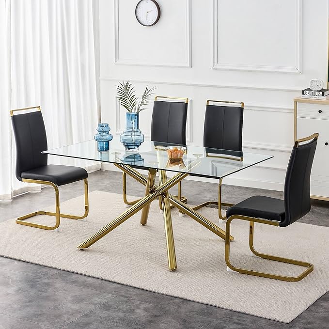 AZmac Modern Leather Dining Chairs Set of 4,Armless Kitchen Chairs,Dining Roo...
