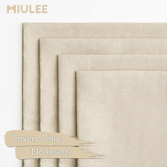 MIULEE Pack of 4 Decorative Outdoor Throw Pillow Covers Linen Waterproof Pillow - Image 5