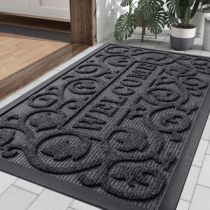 Smiry Welcome Door Mat Outside Entrance, Heavy Duty Trap Dirt and Moisture Easy by Smiry