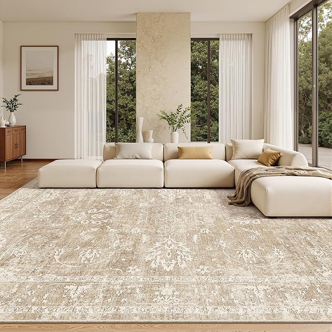 Madane Living Room 10x14 Area Rugs, Washable Low Pile Non-Slip Stain Resistant by Madane