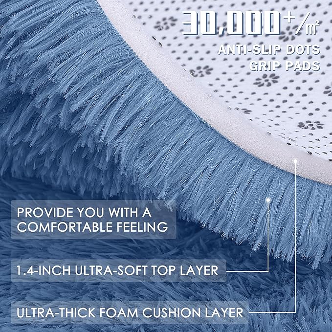 OLANLY Blue Round Rugs for Bedroom - Image 5