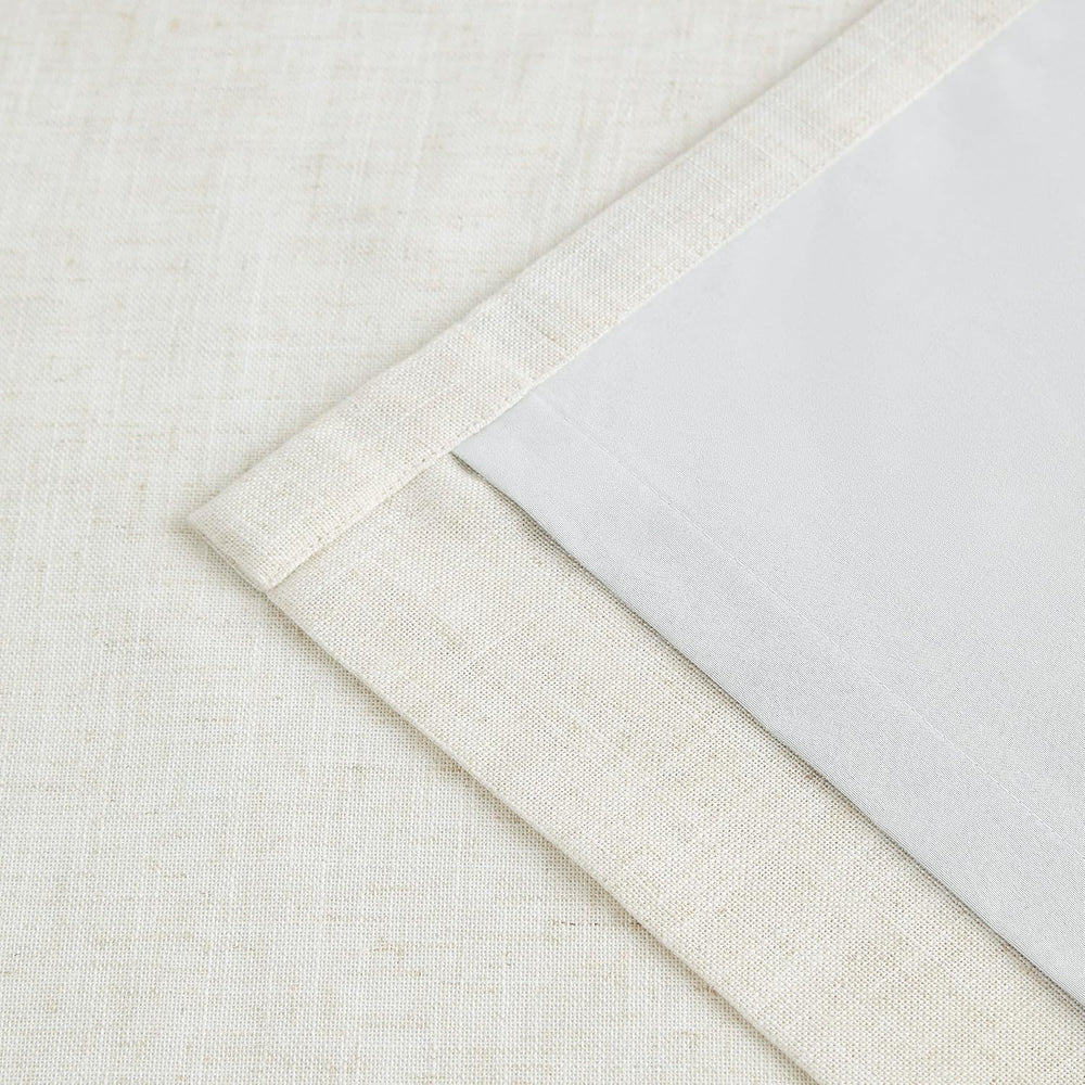 Vision Home Natural Pinch Pleated Full Blackout Curtains Linen Blended Room D...
