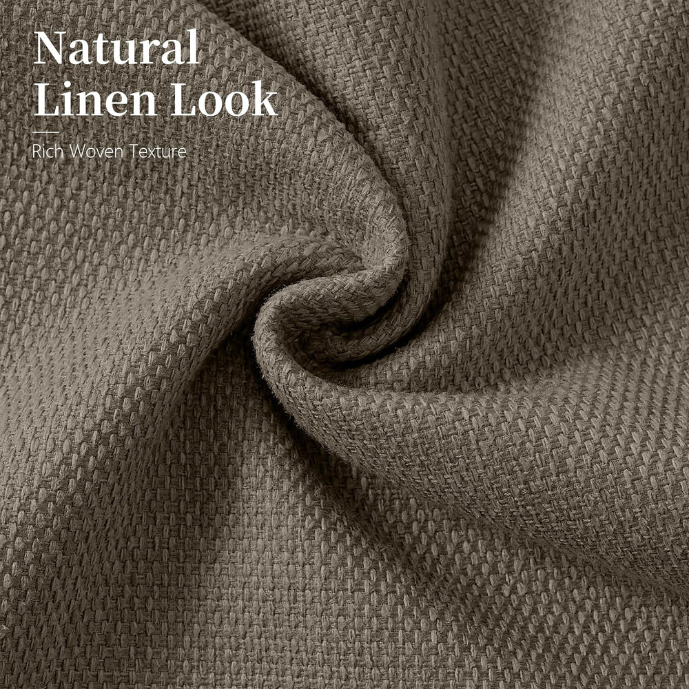 Natural Linen Look Throw Pillow Covers 18x18 Inch Set of 4, Textured Woven De...
