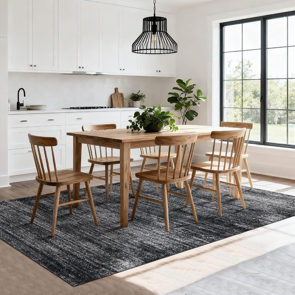 Black Area Rug 8x10 Abstract Soft Washable Rugs Hardwood Floor Protector