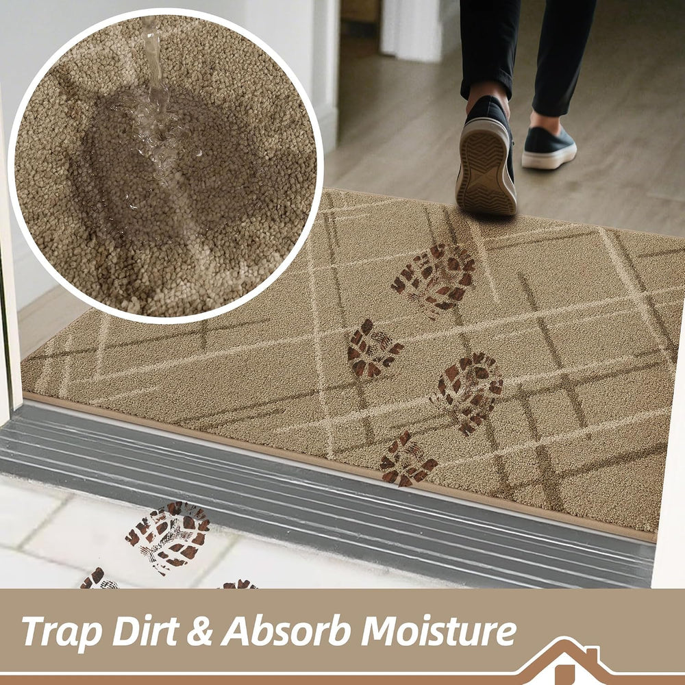 BEQHAUSE Door Mat 32" x 48", Non Slip Entryway Rugs Washable, Beige
