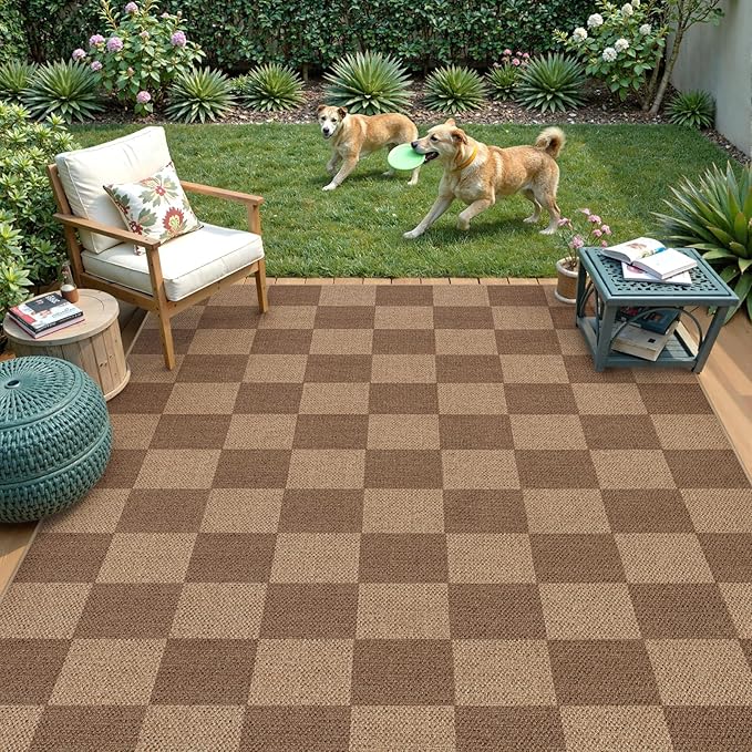 Lahome Colette Checkered Easy Jute Living Room Rugs, 5x7 Large Dining Room - Image 3