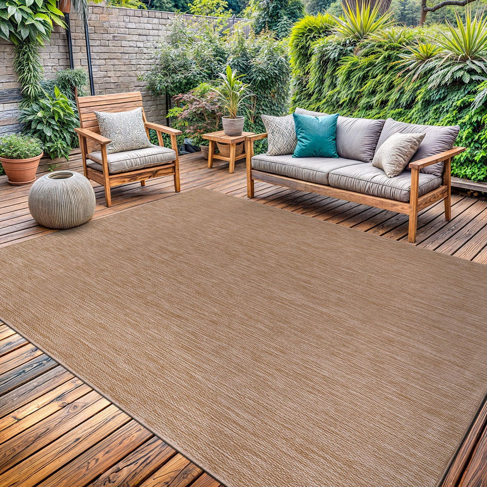 Washable Indoor Outdoor Rug 5x7 Weather Resistant Area Rugs Modern Solid Jute...