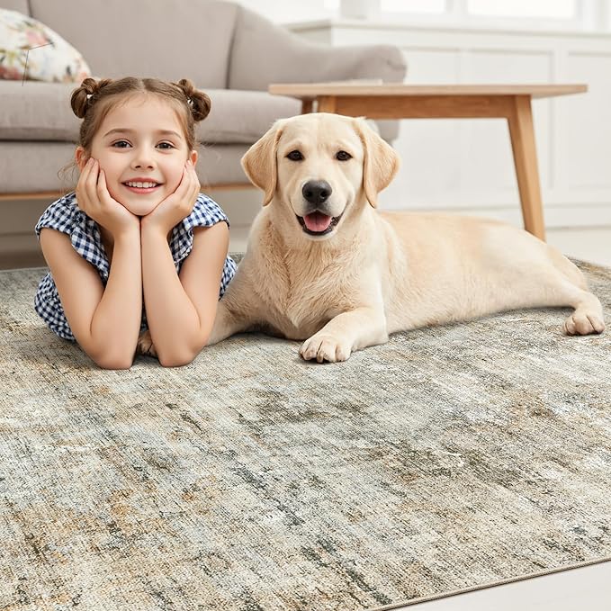9x12 Area Rugs for Living Room, Non-Slip Machine Washable Vintage Rugs - Image 8