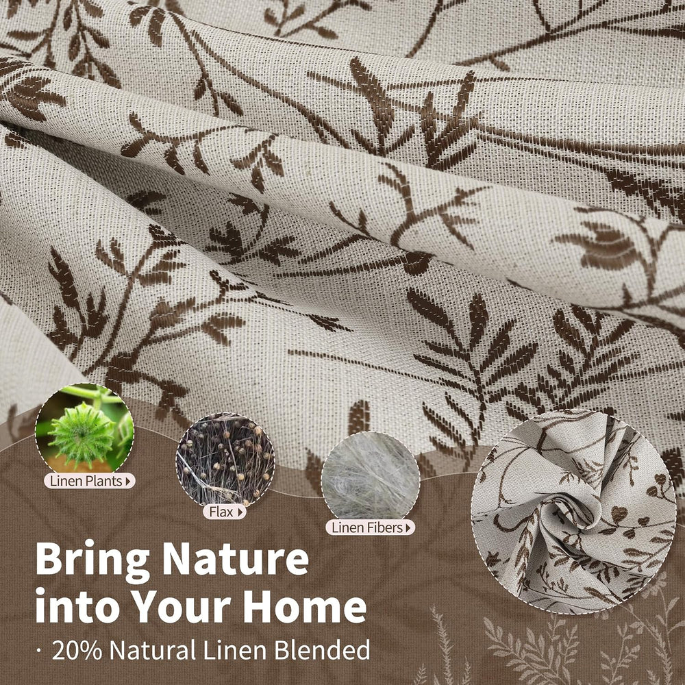 BGment Brown Fall Floral Curtains for Living Room 84 Inches Long- 2 Panels