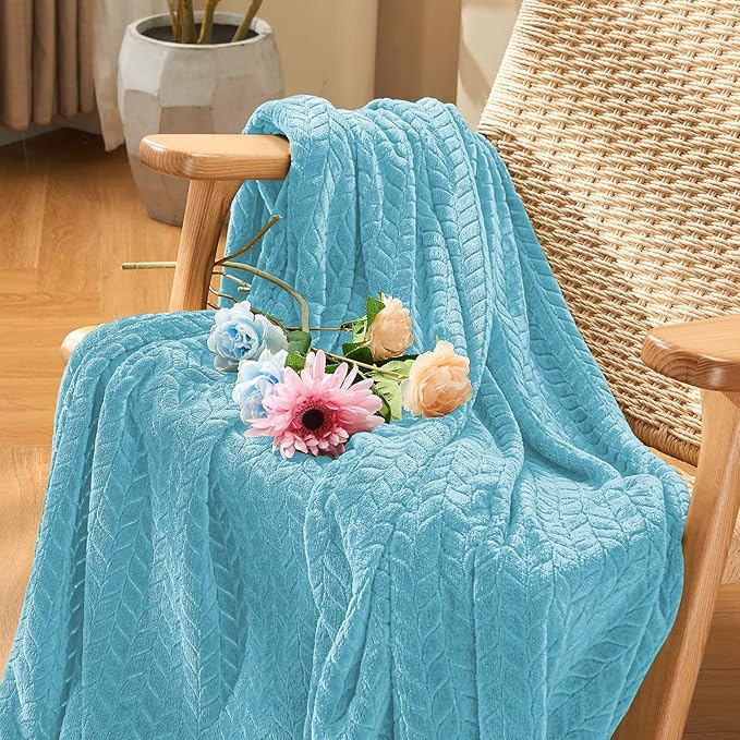 inhand Blue Fleece Twin Blanket, Super Soft Flannel Cozy Blankets - Image 2