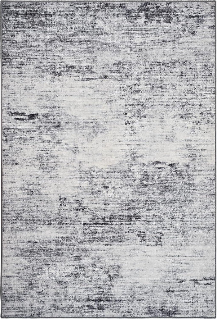 Toneed Washable 6x9 Grey Area Rug with Non-Slip Backing for Living Room