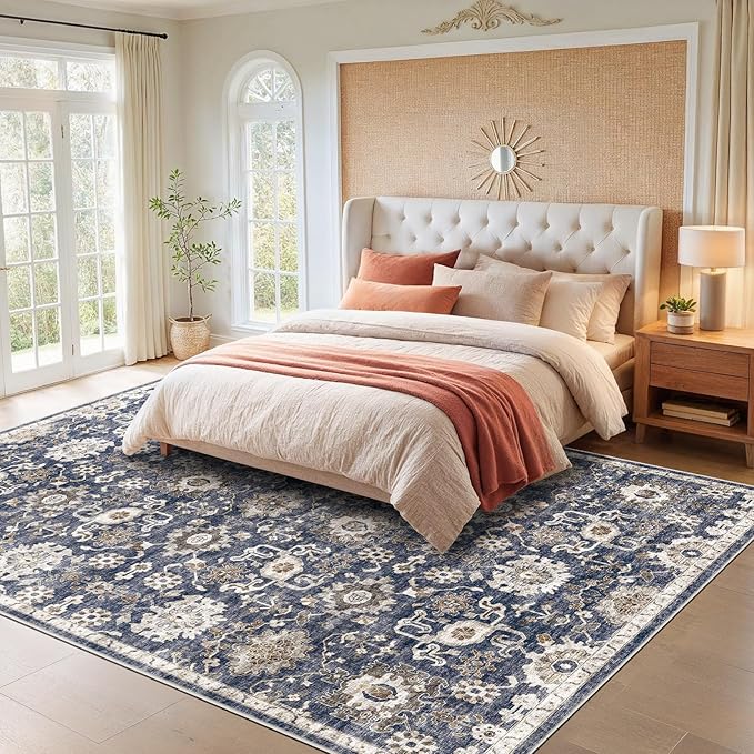 AMADA HOMEFURNISHING 9x12 Washable Area Rug, Low-Profile Large Area Rug - Image 2