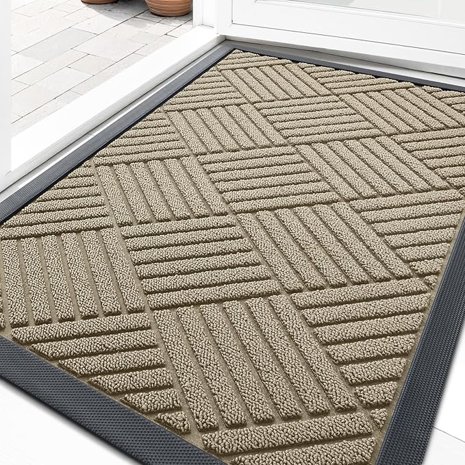 OLANLY Front Door Mat Outside Entrance 29.5x17, Heavy Duty Sturdy Natural by OLANLY