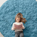 OLANLY Slate Blue Round Rugs for Bedroom by OLANLY