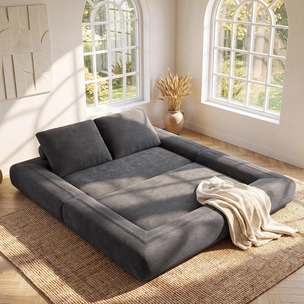 LIKIMIO FlipNest 3-in-1 Convertible Sleeper Sofa, Dark Grey