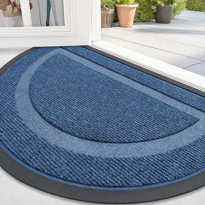 OLANLY Half Circle Door Mat Indoor Outdoor Entrance Welcome, Waterproof by OLANLY