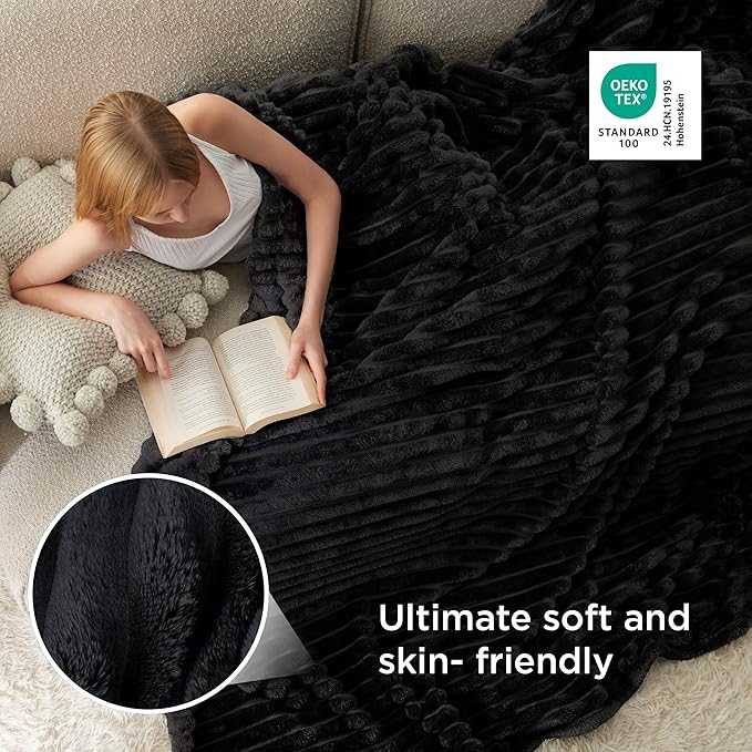 Bedsure GentleSoft Black California King Size Blanket - Image 4