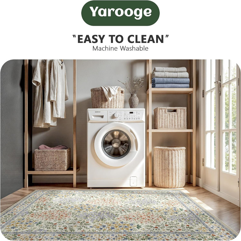 6x9 Area Rugs, Washable Floral Area Rugs for Living Room, Indoor Area Rug for...