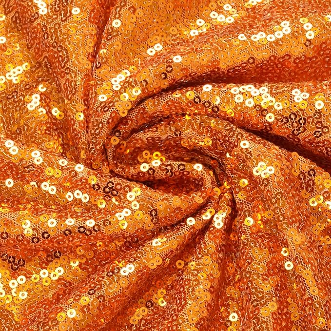 Eternal Beauty Orange Sequin Backdrop, 6x8 Ft Halloween Glitter Background Cu...