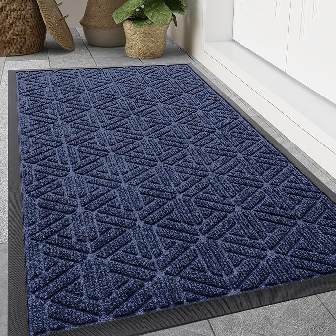 Smiry Front Door Mat Outside Entrance, Heavy Duty Sturdy Natural Rubber Doormat by Smiry