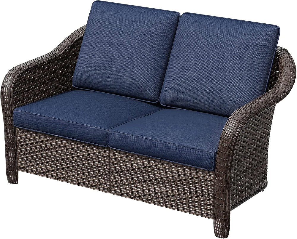 2 Seater Outdoor Patio Couch with Handwoven PE Wicker