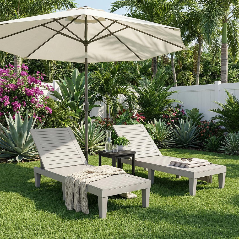 EFU Lounge Chair Outdoor,Set of 2 High-Impact PP Tanning Chairs