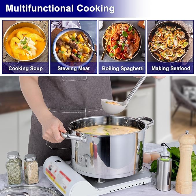 LIANYU Stainless Steel Stock Pot, 8 QT Large Soup Pot - Image 5