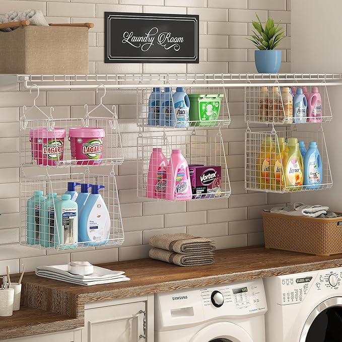 Sonyabecca 5-Tier Hanging Laundry Basket Organizer: Foldable Wire Shelf Basket - Image 3